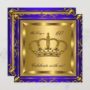 Invitation Fête d'anniversaire King ou Queen Royal Blue Gold