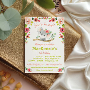Invitation Fête d'anniversaire Koala et Florale
