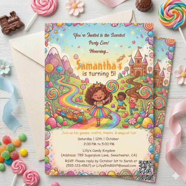 Invitation Fête d'anniversaire la plus douce jamais Candyland (Créateur téléchargé)
