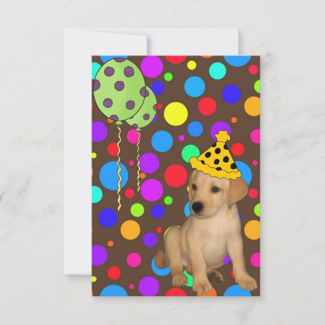 Invitation Fête d'anniversaire Labrador chiot taches ballons  (Devant)
