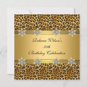 Invitation Fête d'anniversaire Léopard 50 ans Élégant Luxueux