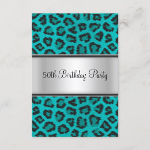 Invitation Fête d'anniversaire Leopard Fur Turquoise