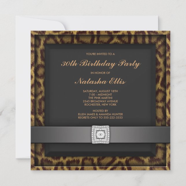 Invitation Fête d'anniversaire Léopard Tout Nombre (Devant)