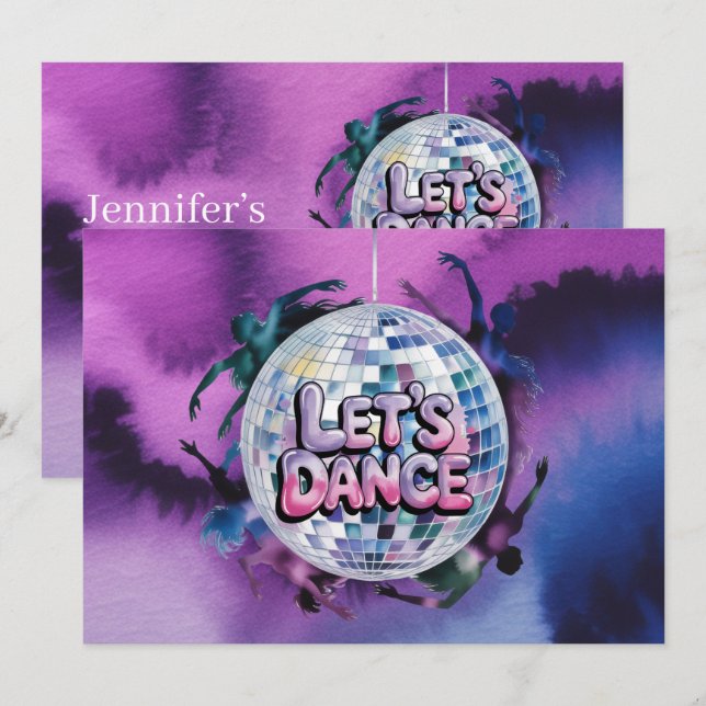 Invitation Fête d'anniversaire Let's Dance (Devant / Derrière)