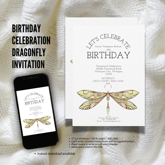 Invitation Fête d'anniversaire libellule (The Butterfly Studio
Birthday Celebration Dragonfly Invitation)