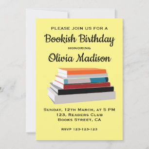 Invitation Fête d'anniversaire livresque pour amateur de livr