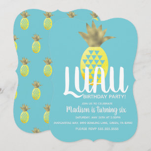 Invitation Fête d'anniversaire Luau Ananas Tout Âge