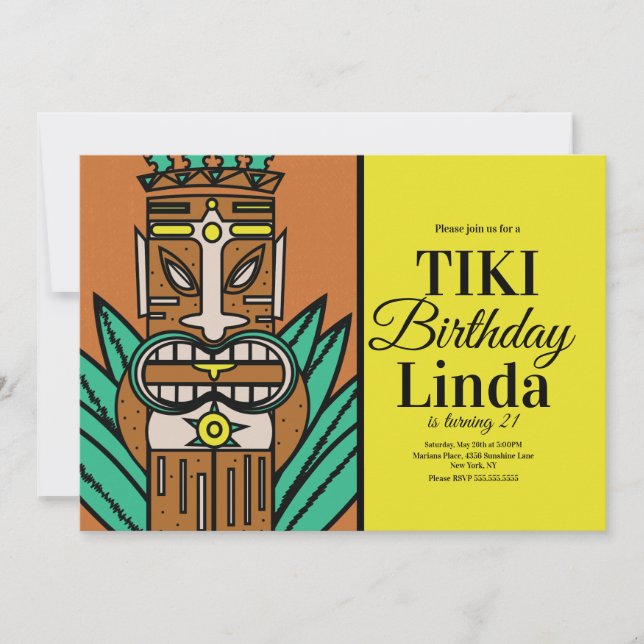 Invitation Fête d'anniversaire Luau Tiki Jungle (Devant)