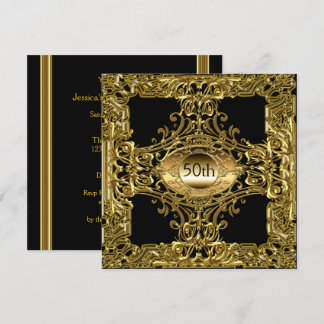 Invitation Fête d'anniversaire Luxe Noir Or