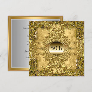 Invitation Fête d'anniversaire Luxe Or 50 ans Chaud Or