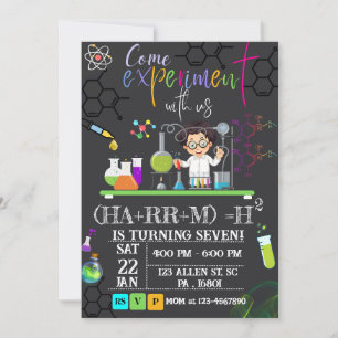Invitation Fête d'anniversaire Mad Science `Invitation pour l