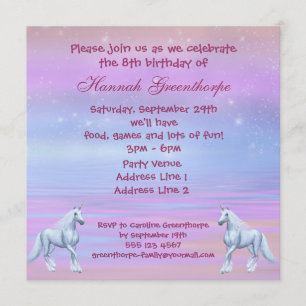 Invitation Fête d'anniversaire magique de filles d'imaginaire