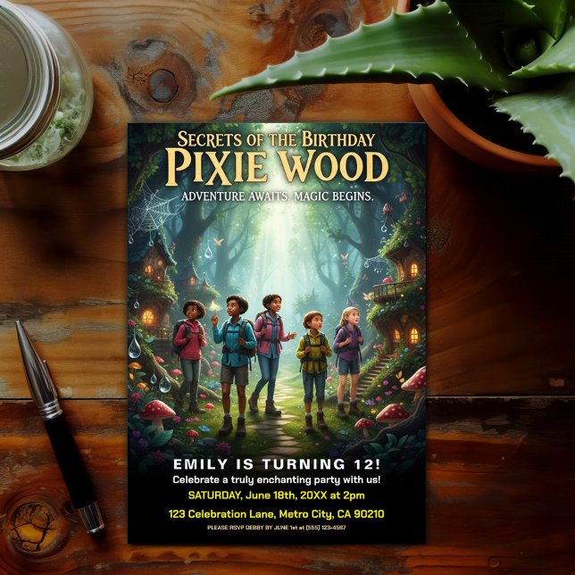 Invitation Fête d'anniversaire magique de Pixie Wood (Créateur téléchargé)
