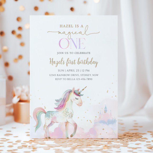 Invitation Fête d'anniversaire Magique Licorne 1 an (Créateur téléchargé)
