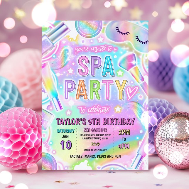 Invitation Fête d'anniversaire maquillage éclairant Rainbow S (Créateur téléchargé)