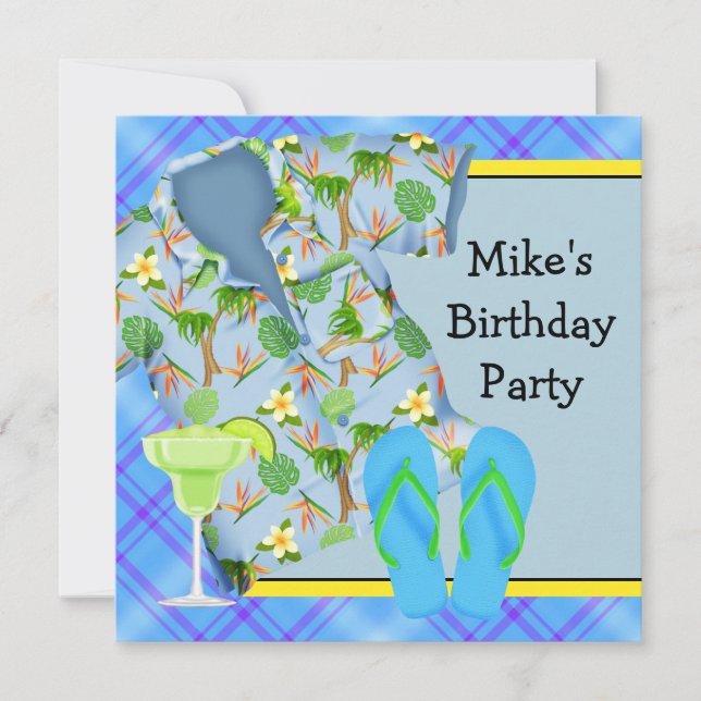 Invitation Fête d'anniversaire Margarita BBQ pour hommes (Devant)