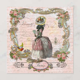 Invitation Fête d'anniversaire Marie Antoinette Poodle