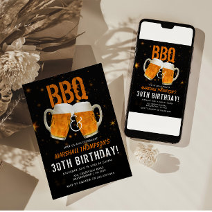 Invitation Fête d'anniversaire masculine BBQ et bières
