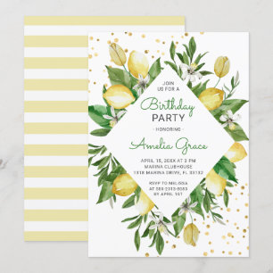 Invitation Fête d'anniversaire méditerranéenne Citrus moderne