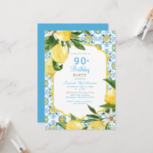 Invitation Fête d'anniversaire méditerranéenne colorée 90 ans