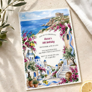 Invitation Fête d'anniversaire méditerranéenne sur le thème g