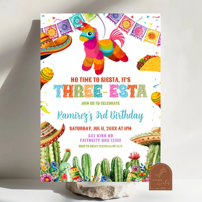 Invitation fête d'anniversaire Mexican Three-esta (Créateur téléchargé)