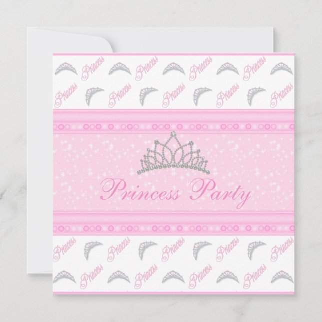 Invitation Fête d'anniversaire mignonne de princesse Tiaras (Devant)
