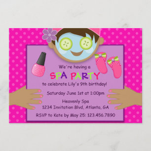 Invitation Fête d'anniversaire mignonne de spa