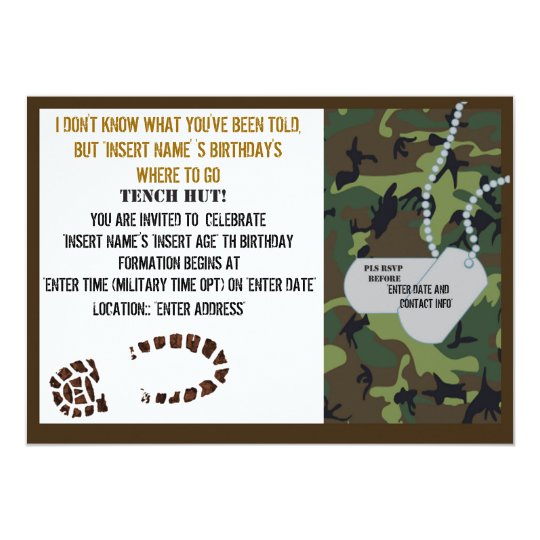 Invitation Fete D Anniversaire Militaire De Theme Zazzle Fr