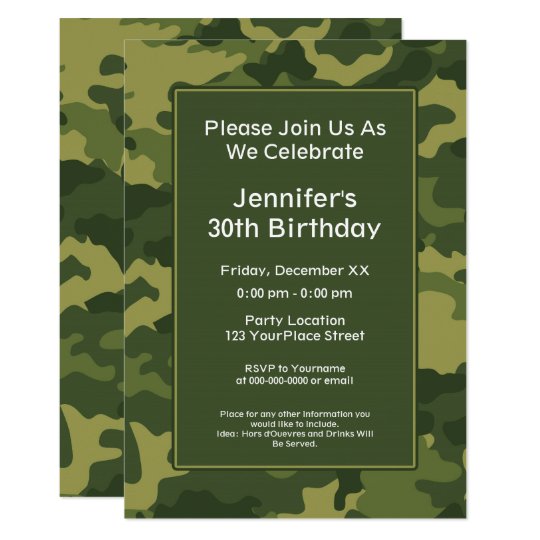 Invitation Fete D Anniversaire Militaire De Theme De Camo Zazzle Fr