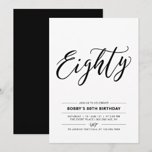 Invitation Fête d'anniversaire minimal Black & White Quatre-v
