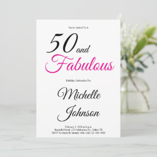 Invitation Fête d'anniversaire minimale 50 et fabuleuse 50 an