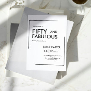 Invitation Fête d'anniversaire minimale cinquante et fabuleus