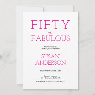 Invitation Fête d'anniversaire minimale Fifty et fabuleuse 50