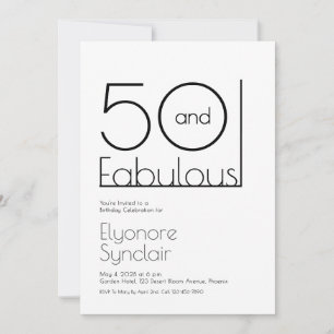 Invitation Fête d'anniversaire minimale Fifty et Fabulous 50 