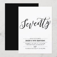 Fête d'anniversaire minimaliste 70 ans Noir & Blan