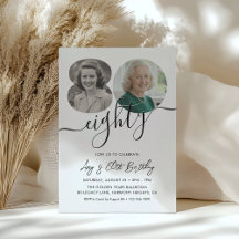 Fête d'anniversaire minimaliste 80 ans avec 2 phot
