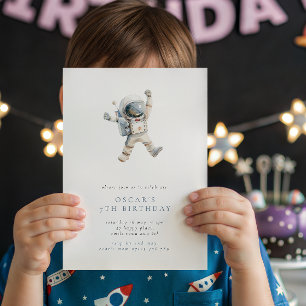 Invitation Fête d'anniversaire minimaliste dans l'espace pour