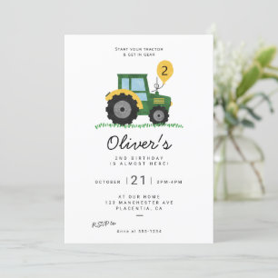 Invitation Fête d'anniversaire minimaliste de tracteur modern