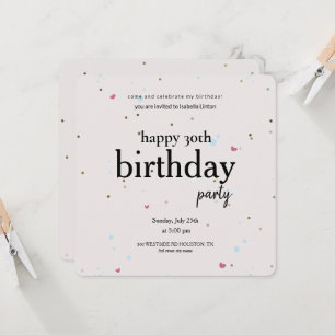 Invitation Fête d'anniversaire minimaliste moderne 30 ans, 30