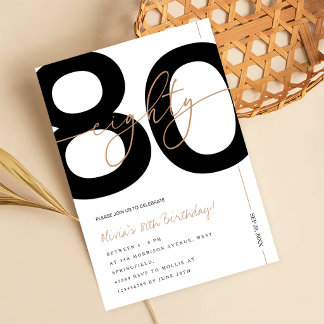Invitation Fête d'anniversaire minimaliste moderne blanc et o
