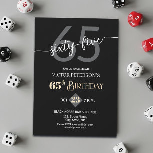 Invitation Fête d'anniversaire minimaliste noir moderne pour