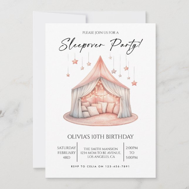 Invitation Fête d'anniversaire Minimaliste pour filles (Devant)