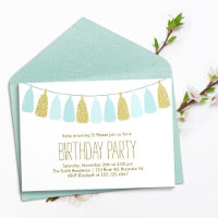 Fête d'anniversaire Mint et Gold Tassel Garland