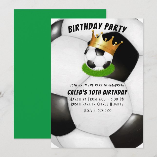 Invitation Fête d'anniversaire mixte Couronne Royale Dorée de (Devant / Derrière)