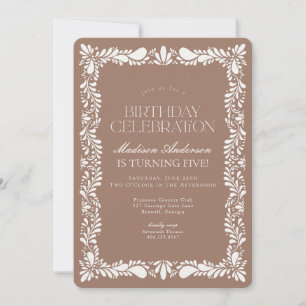 Invitation Fête d'anniversaire Mocha Brown Talavera