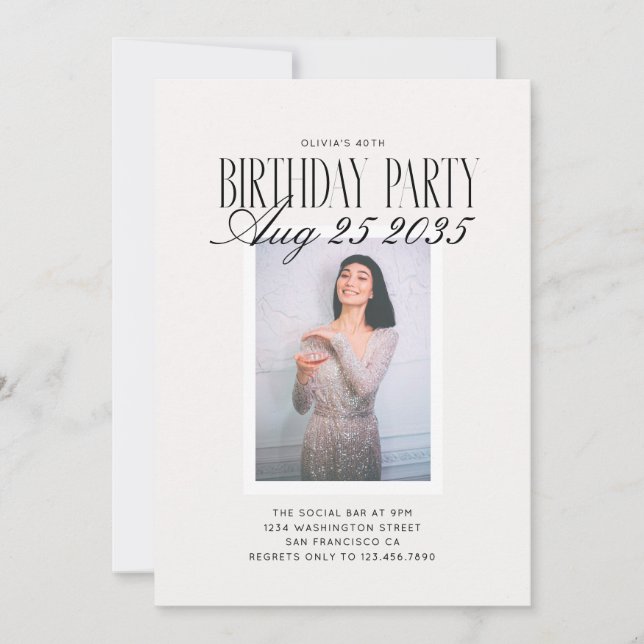 Invitation Fête d'anniversaire Modern Vintage tout âge  (Devant)