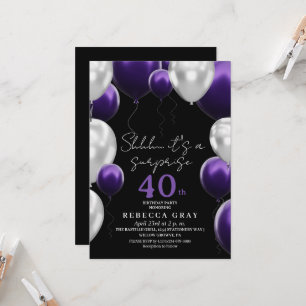 Invitation Fête d'anniversaire moderne 40 ans Ballons violets