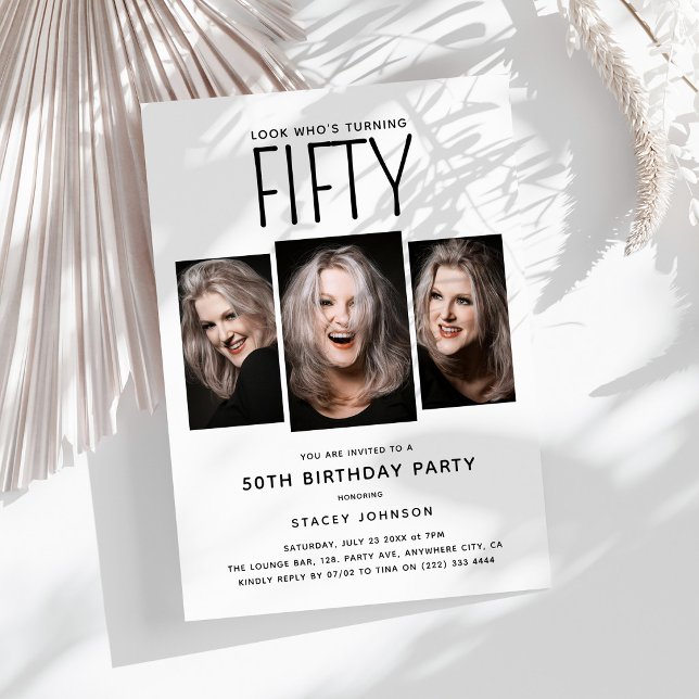 Invitation Fête d'anniversaire moderne 50 ans avec collage de (Créateur téléchargé)