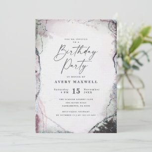 Invitation Fête d'anniversaire moderne abstraite violette et 
